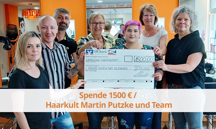 Spende 1500 € / Haarkult Martin Putzke und Team