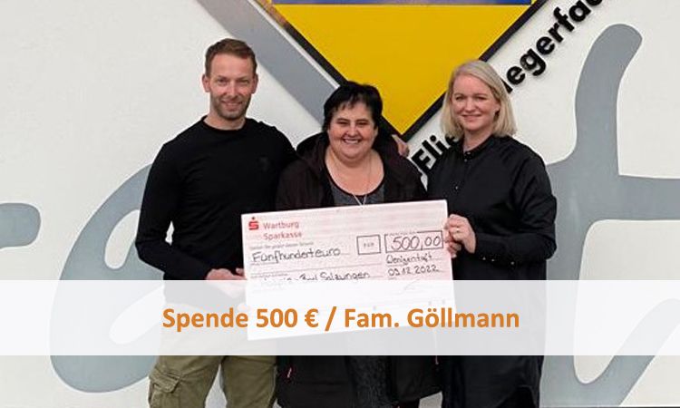 Spende 500 € / Fam. Göllmann
