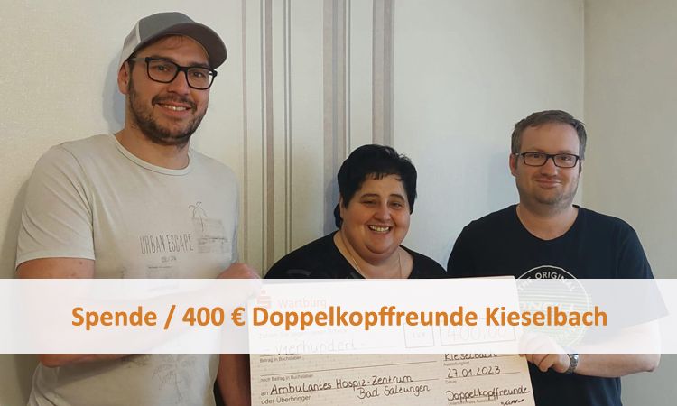 Spende / 400 € Doppelkopffreunde Kieselbach